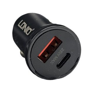 شارژر فندکی LDNIO مدل C125 با دو پورت USB-A و Type-C با توان خروجی 25 وات