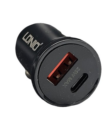 شارژر فندکی LDNIO مدل C125 با دو پورت USB-A و Type-C با توان خروجی 25 وات