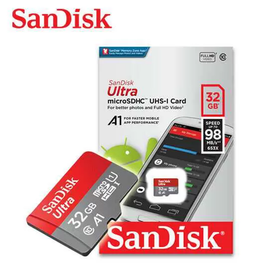 SANDISK 100MB 32 GIG رم میکرو 32 گیگ سن دیسک SANDISK 32G ULTRA MICROSDHC