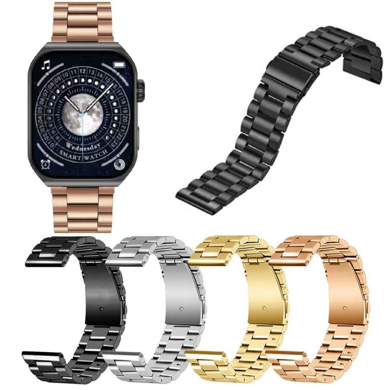 بند استیل طرح رولکس مدل Rolex Band 5Bead سایز 22 میلی متر