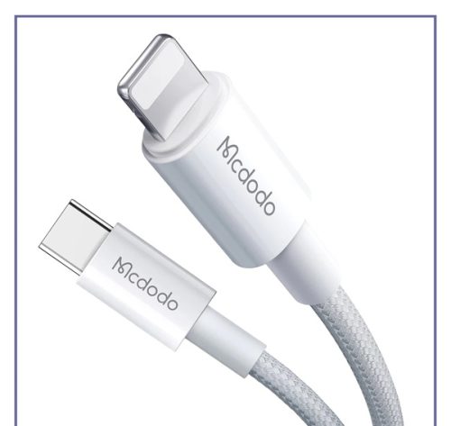 کابل شارژ مک دو دو مدل CA-2760 از نوع ( تایپ سی ) به ( لایتنینگ ) با خروجی 6 آمپر 1.2 متری