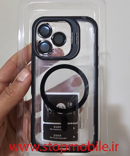 گارد آیفون مدل مگسیف دار شفاف دور رنگی با گلس لنز برند JOYPRODO A SERIES 