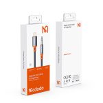 کابل انتقال صدا مک دودو Mcdodo مدل CA-0780 فنری با طول ۱.۲ متر، تبدیل Lightning به جک ۳.۵ میلی‌متر