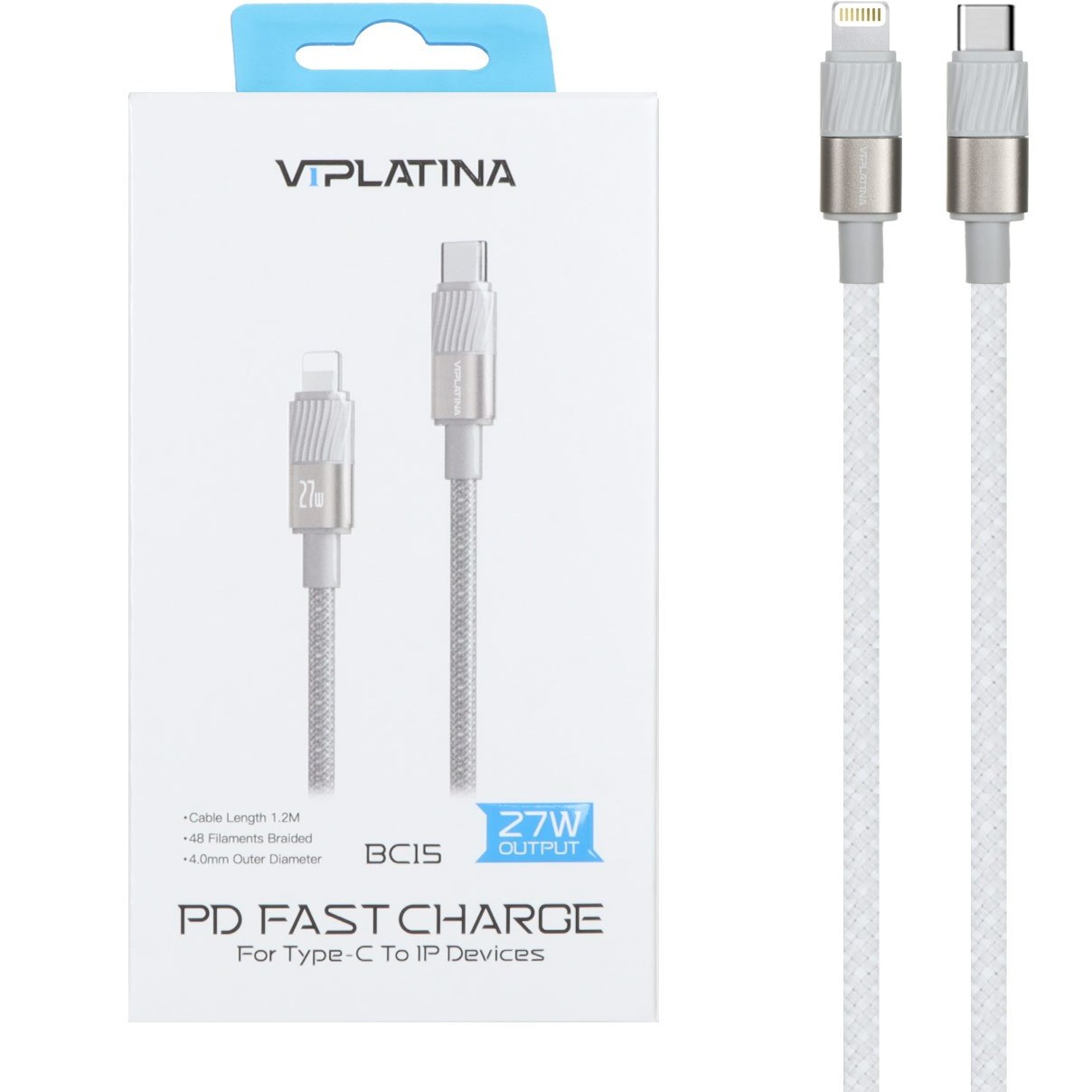 کابل VIPLATINA مدل BC15 از نوع USB-C به Lightning 2 کابل VIPLATINA مدل BC15 از نوع USB-C به Lightning