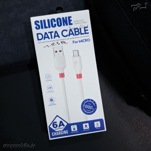 کابل شارژ سیلیکونی مدل 6A از نوع Micro USB طول 1 متر سفید