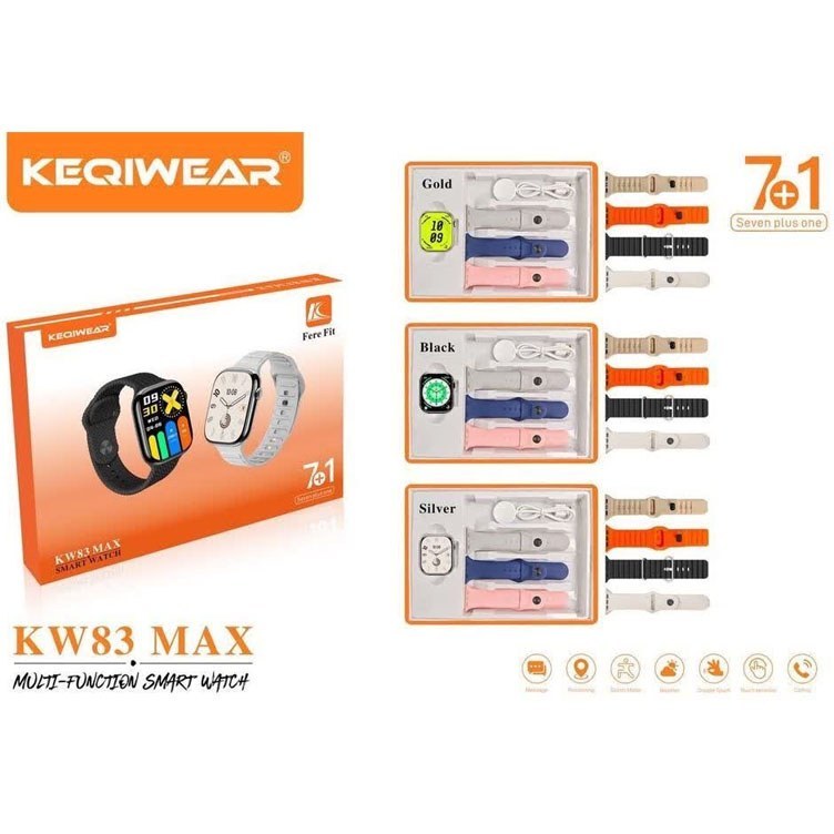ساعت هوشمند KEQIWEAR مدل KW83 MAX با 7 مدل بند و قابلیت اتصال به گوشی