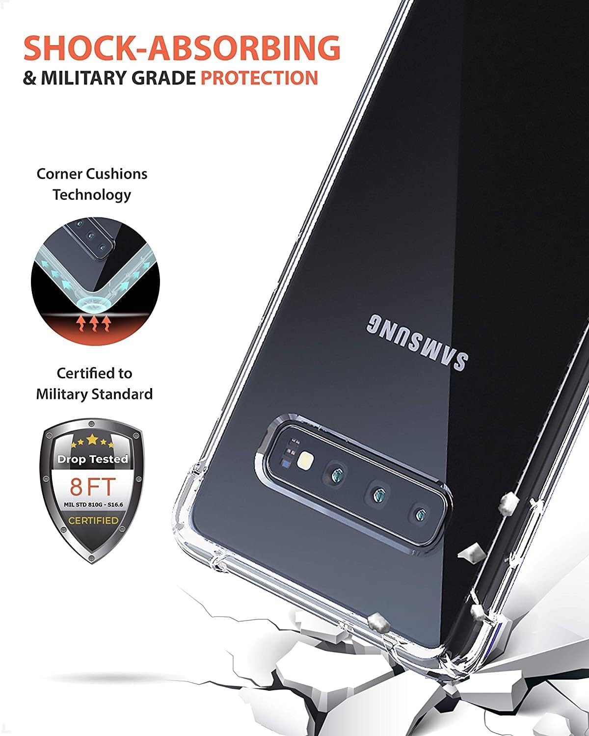 قاب گوشی سامسونگ GALAXY S10 PLUS مدل ژله ای شفاف