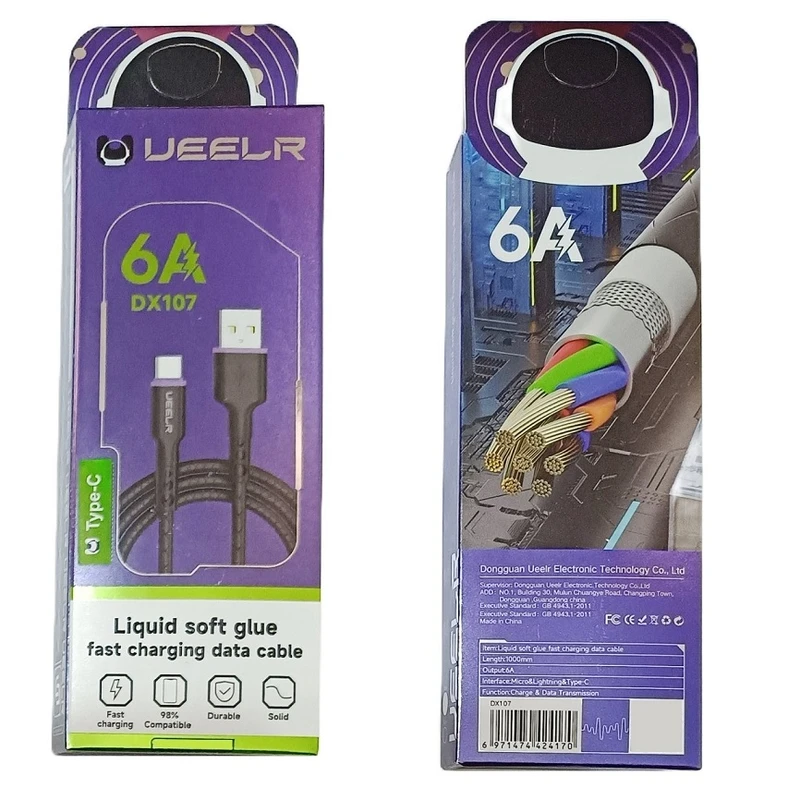 کابل شارژ UEELR مدل DX107 از نوع USB به Type-C