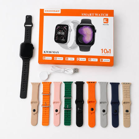 ساعت هوشمند KEQIWEAR مدل KW88 MAX با 10 مدل بند