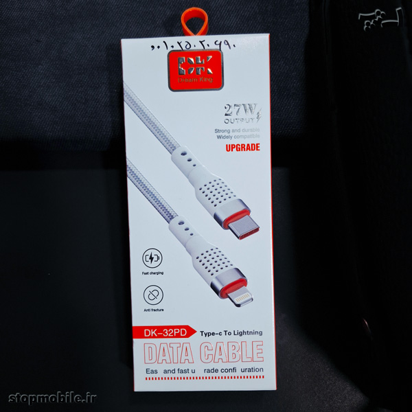 کابل شارژ مدل DK-32PD از نوع Type-C به Lightning طول 1 متر 27 وات کنفی