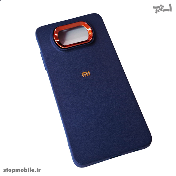 قاب Leather Case مناسب شیائومی Poco X3 لوگو طلایی | محافظ لنز فلزی برجسته