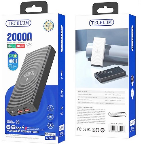پاوربانک 20000 برند TECHLUM مدل TE-MP112